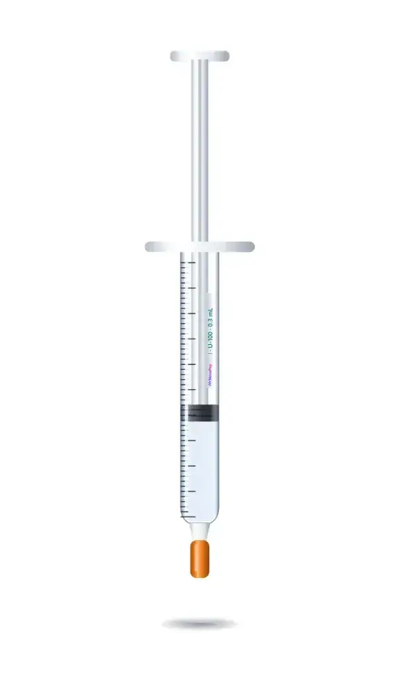 U-100 0.3 mL insulin syringe with 31G 6mm needle and orange needle cap