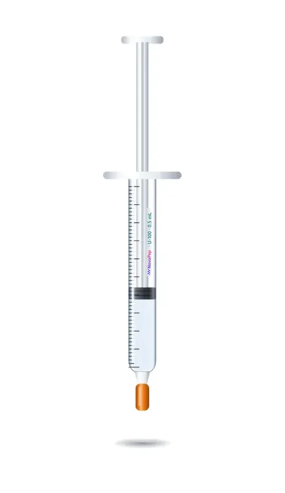 U-100 0.5 mL insulin syringe with 31G 6mm needle and orange needle cap