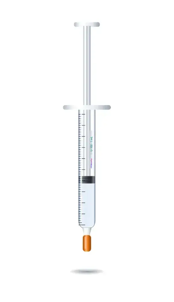 U-100 1 mL insulin syringe with 31G 6mm needle and orange needle cap