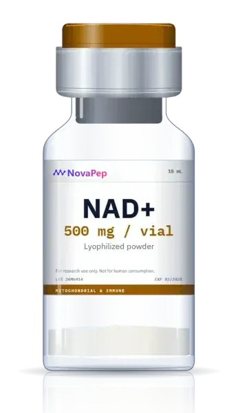 NAD+ 500 mg lyophilised peptide vial with flip-off cap